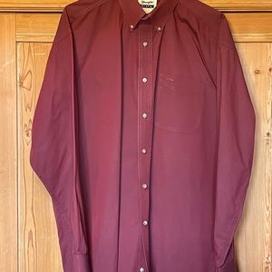 3/$15 Men’s Wrangler Riata XL 17.5, 36-37. Maroon button down Western shirt NICE